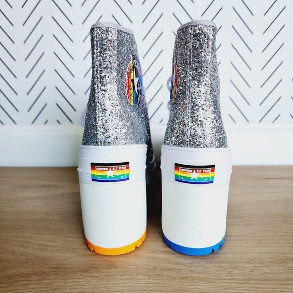 Rare CONVERSE CHUCK 70 DELUXE 10.5 Wmn Shoes Heel Boots Platform Glitter A06028C - Picture 4 of 12